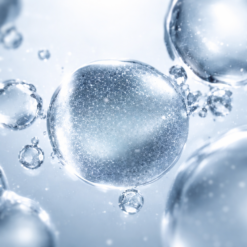 Close-up of clear bubbles in a liquid