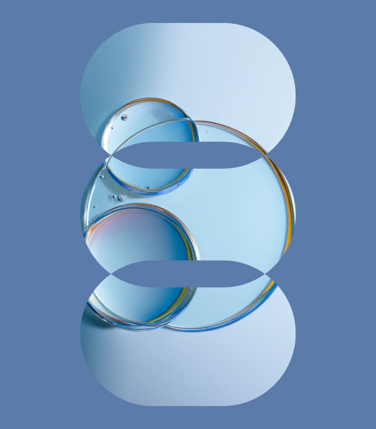 Abstract serum bubbles representing a lightweight scalp serum formulation WELAB BIOTECH 